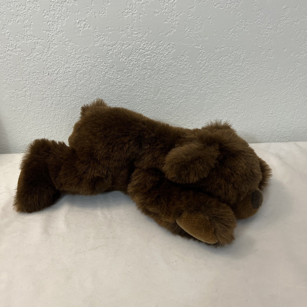 Fine Toy 16" Bear Hug‎ Brown Bear Laying Down Pouch Vintage Korea Animal Plush